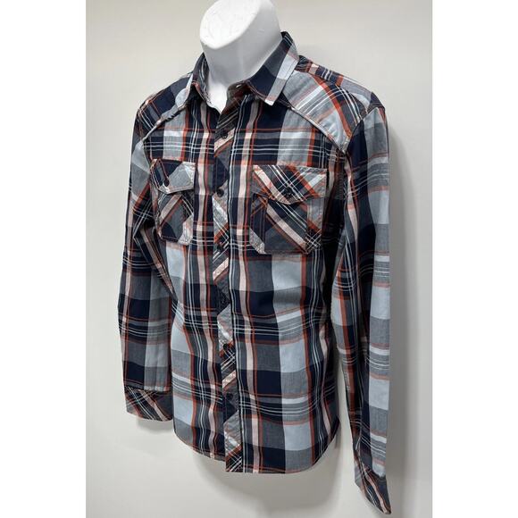 Carbon Mens Shirt Button Down Long Sleeve Plaid Classic Fit Size Medium - Picture 4 of 7